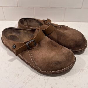 Birkenstock Lutry Tan Suede Clogs EU 45